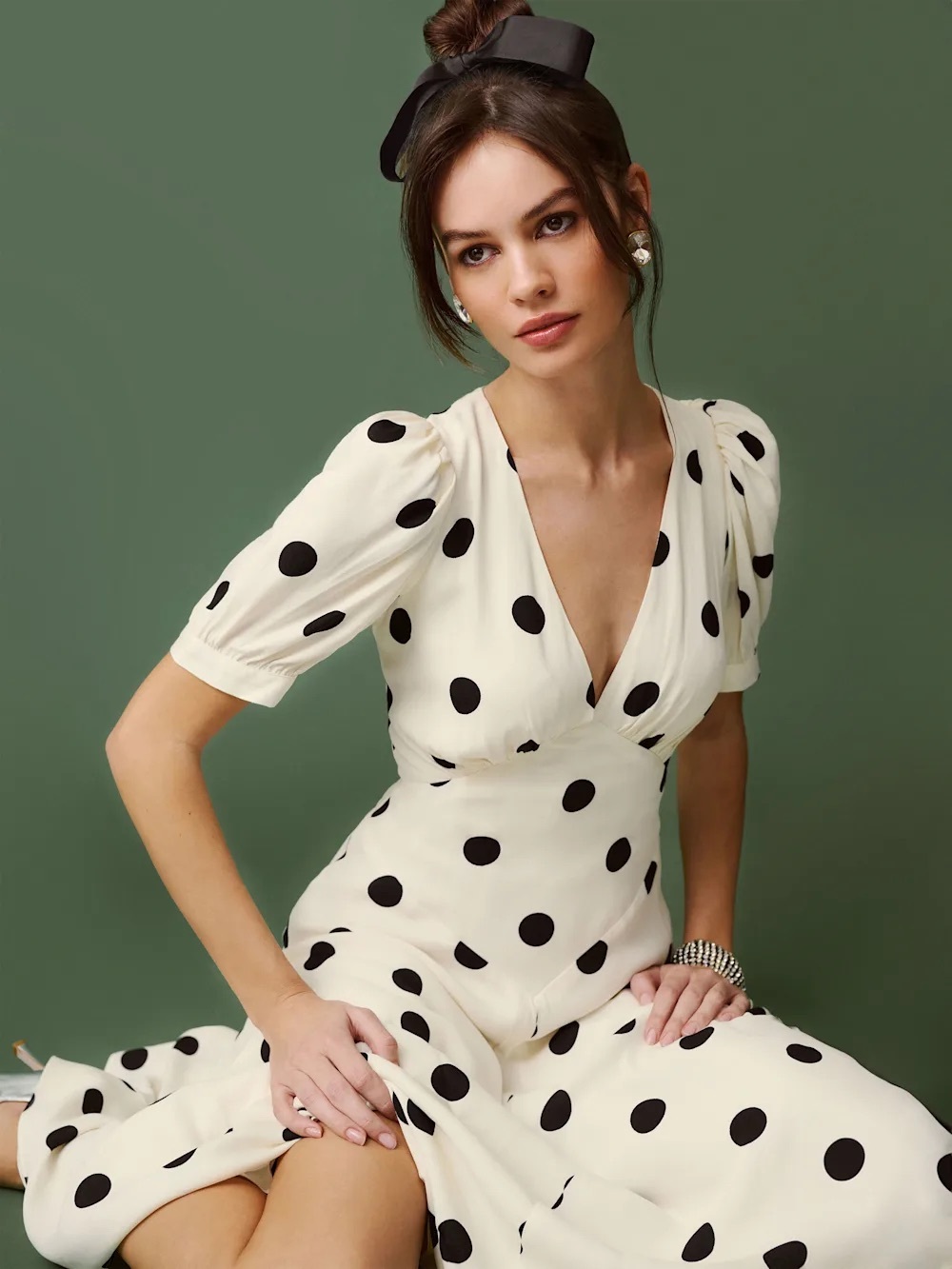 Reformation Naira Dress in Polka Dot - Size 10, NWOT